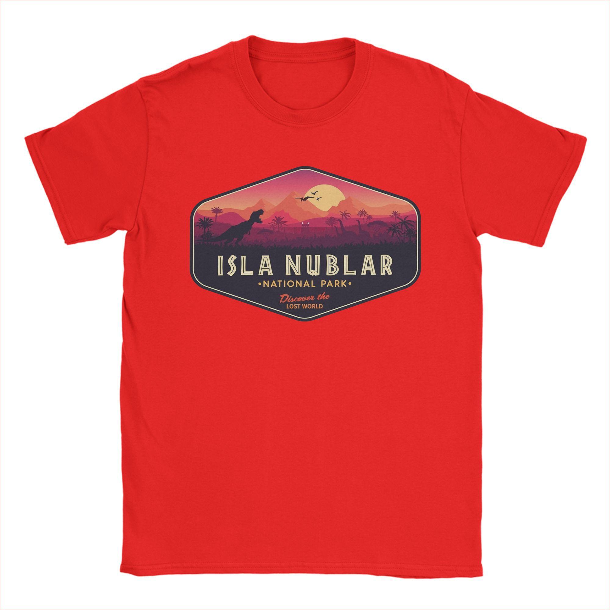 

Isla Nublar National Park Badge Jurassic Park T Shirts Unisex Cotton Vintage TShirt O Neck Tee Shirt Short Sleeve Tops Summer S