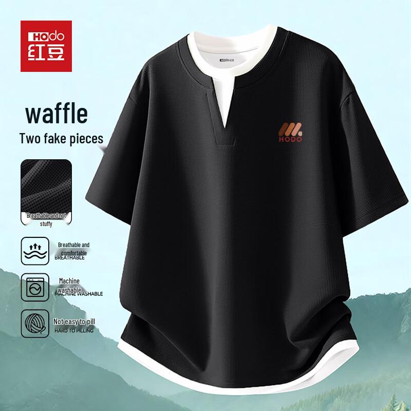 

Hodo Men s Heavy Waffle Faux Two-Piece Short Sleeve T-Shirt 2XL