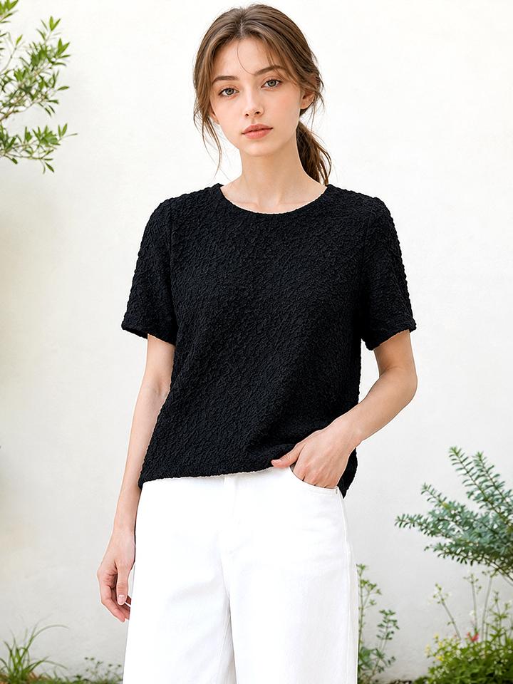 Page Flynn Romantic Texture Round Blouse_S6Bbl002C