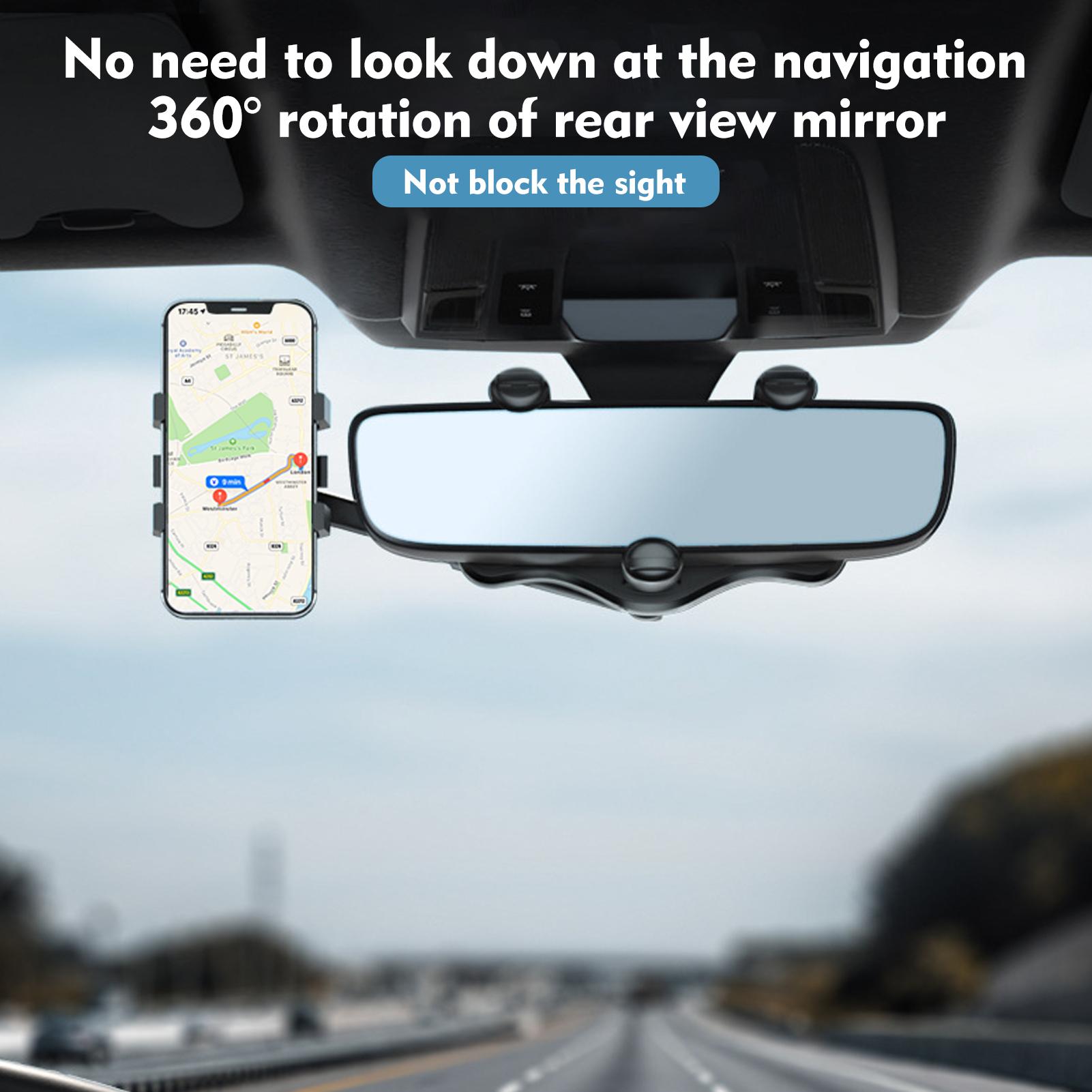 

Rearview Mirror Phone Holder for Car Multifunctional Retractable Car Phone Holder 360 degrees Rotatable One handed чёрный