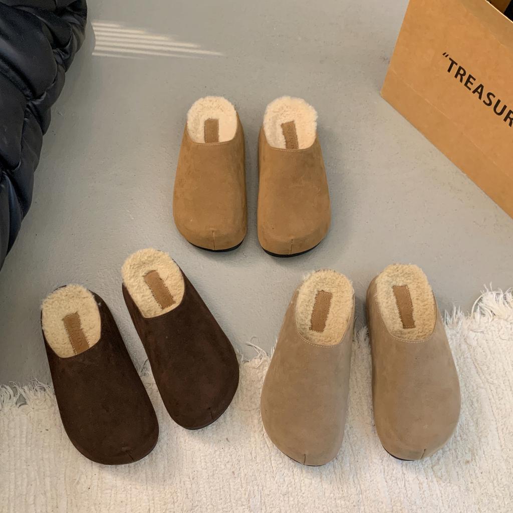 Cowhide version 2025 autumn new retro flat bottom versatile outer wear comfortable without grinding feet pedal Boken slippers