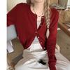Fashion Casual Long Sleeve O-neck Knitted Cardigan Sweater Spring Autumn Loose Women Elegant Slim Fit Solid Color Top Office Thin Simple Short Coat