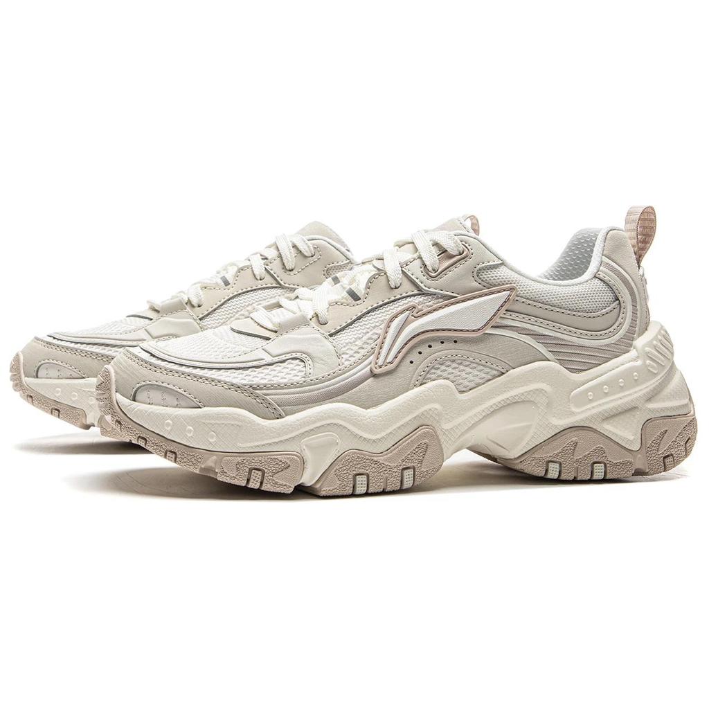 New LiNing Brown Sugar Slip Resistant, Abrasion Resistant, Breathable Low Top Casual Shoes Women's White Gray AGCV128-4