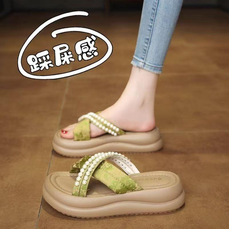 

Маленькие ароматные тапочки для женщин, летняя одежда 2025, новые удобные и универсальные, премиальные, прохладные тапочки с толстой подошвой 35 зелёный