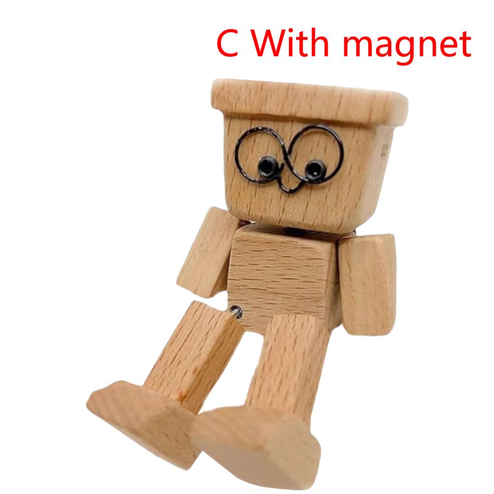 Shaking Wooden Man Figurine Funny Bobblehead Car Dashboard Decor Little Nerdy Dolls Car Accessories Car Ornaments Creative Gifts