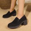 Zapatos de Mujer 2025 Otoño Nuevos Retro Tacón Cuadrado Negro Zapatos de Caña Baja para Mujer Casual Antideslizantes Zapatos de Salón Damas Zapatos De Mujer