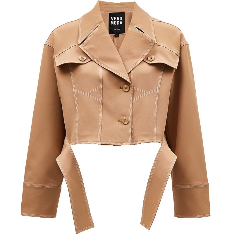 

Женская короткая куртка VEROMODA с контрастной строчкой и спущенным плечом L