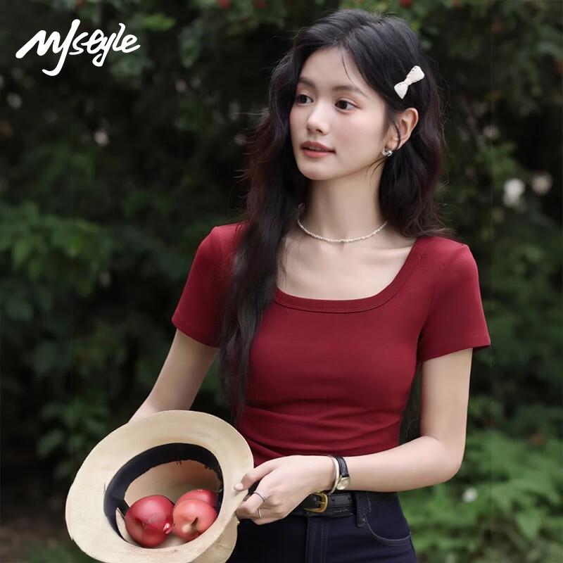 MJ STYLE Square Neck Short Sleeve T-Shirt 4