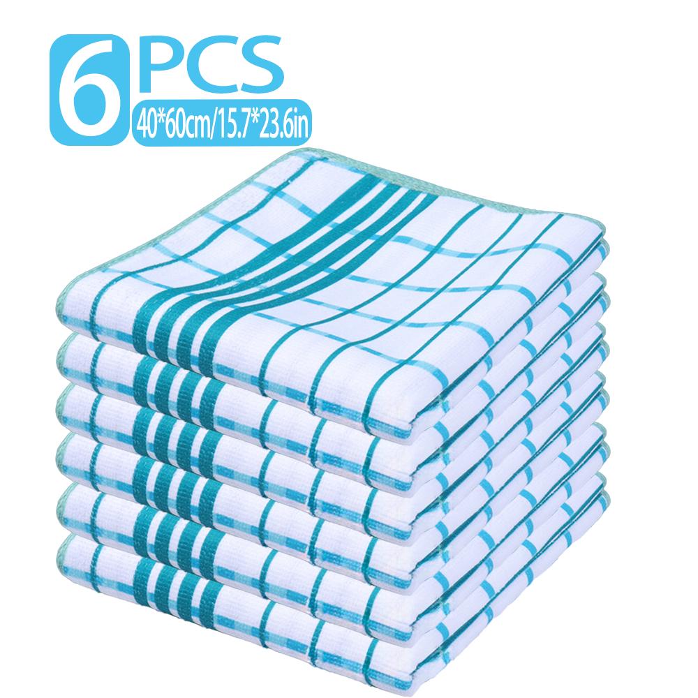 Checkered Kitchen Absorbent Cleaning Cloths, 6/12 Set, Household Dishcloths and Tablecloths, Easy-to-clean Household Cloths.