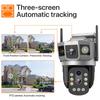4G IP Camera with 4G Sim Card 12MP 6K Triple Screens Optical Zoom PTZ Motion Detect Color Night Vision Security Monitor EU Plug