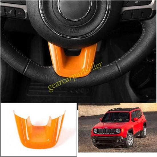 For Jeep Renegade 15-2023 Glossy Orange Steering Wheel U Type Cover Trim 2pcs