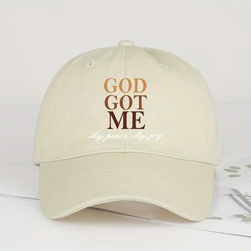 Cool Hippie Curved Brim Baseball Cap God Got Me Print Premium Trucker Hat Snapback Hat For Casual Leisure Outdoor Sports