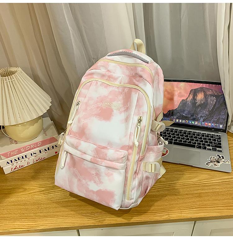 The New Large-capacity Multi-compartment Schoolbag Is Tie-dyed, Cute and Sweet Literary Backpack, Versatile Casual and Lightweight Make-up Bag.
