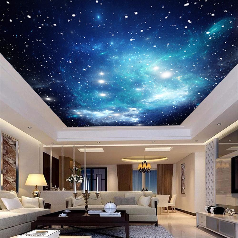 Vesmírná tapeta Modrá hvězdná obloha Nástěnné malby Hvězdy Vesmírná galaxie Tapeta