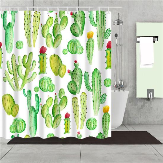 Tropical Cactus Plant Pineapple Shower Curtains Bathroom Curtain Cortina Ducha Frabic Waterproof Polyester Bath Curtain