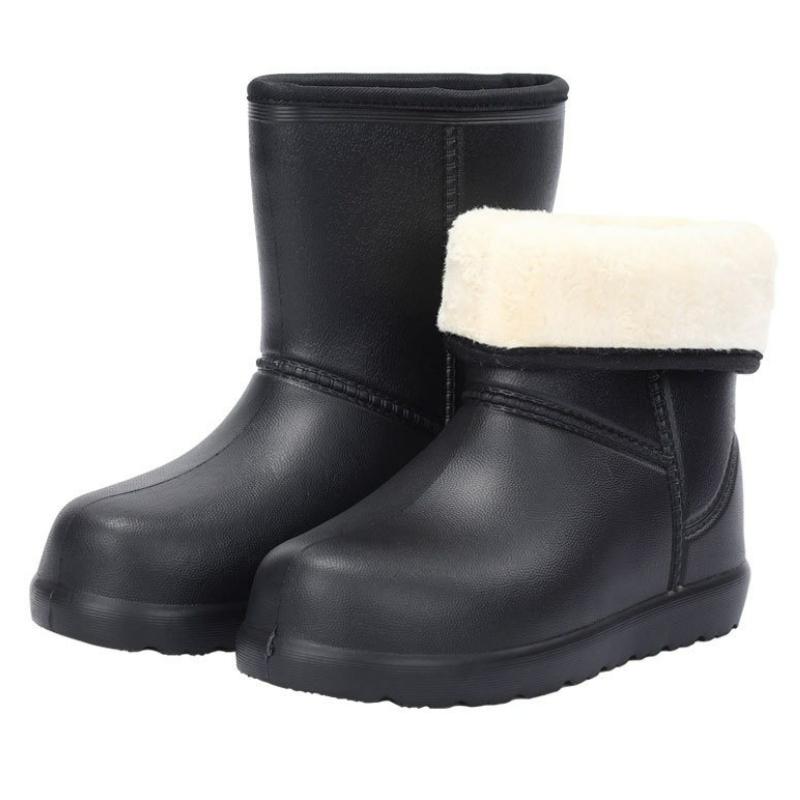 

Men Boots Waterproof Rain Boots Winter Thickened Warm EVA Ankle Boots Slip on Outdoor Fishing Shoe Lightweight Work Cotton Shoes 36