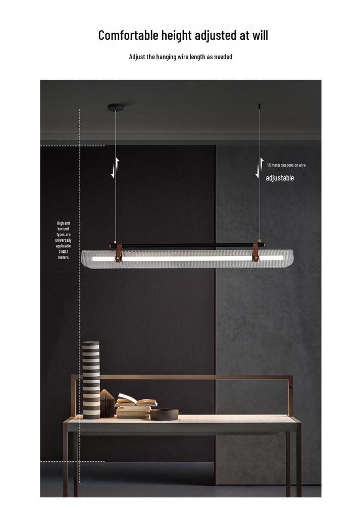 Sleek One-Character Pendant Light: Modern, Simple Strip Design for Restaurants and Bars.