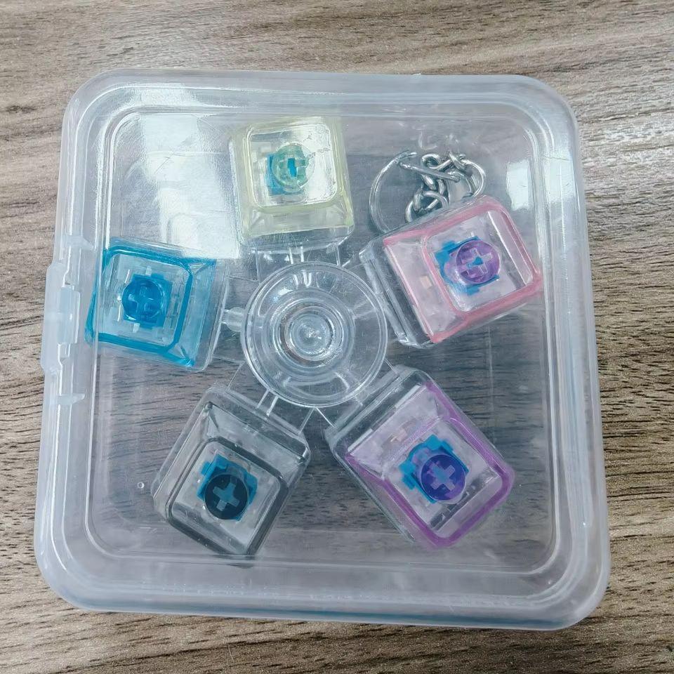 LED-beleuchtete Tastatur Fidget Spinner Schlüsselanhänger Klickbarer Knopf Stressabbau Tragbar Tasche Anti-Angst Erwachsener Schreibtisch
