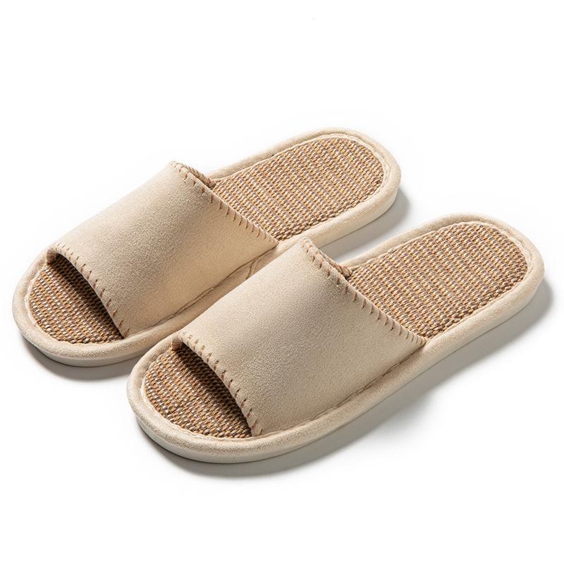 Casual Women'S Slippers Home Flats Linen Open-Toe Designer Summer Woman Shoes Indoor Slides Non-Slip Soft Sole Unisex Breathable