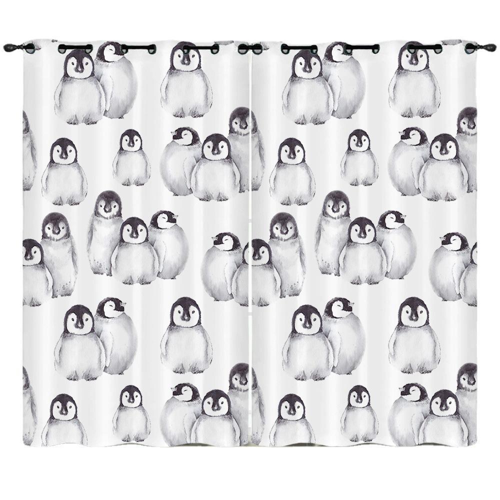 Curtain Cartoon Marine Life Jellyfish 3D Digital Printing Blackout Curtain Perforated Bay Window