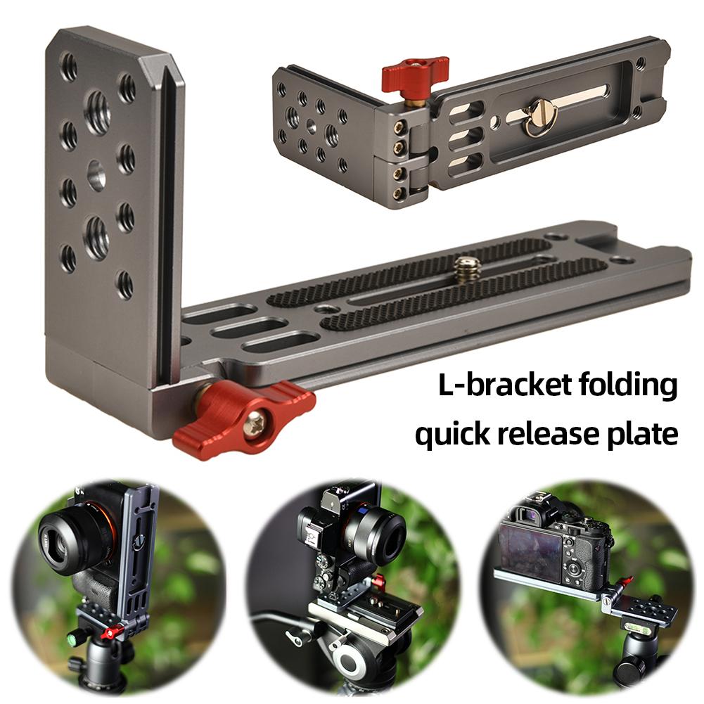 Universal Camera L Bracket Foldable L-Shape Mount Plate Vertical Horizontal Switching L Shape Holder for Canon Nikon Sony Tripod
