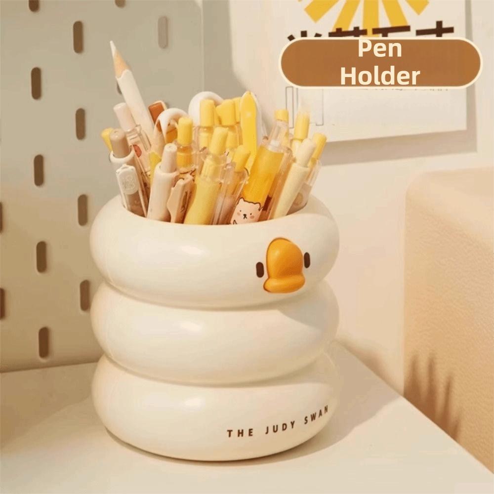 Large-capacity Duck-Shaped Desk Organizer Cartoon Design Storage Bucket  Desktop Decoration