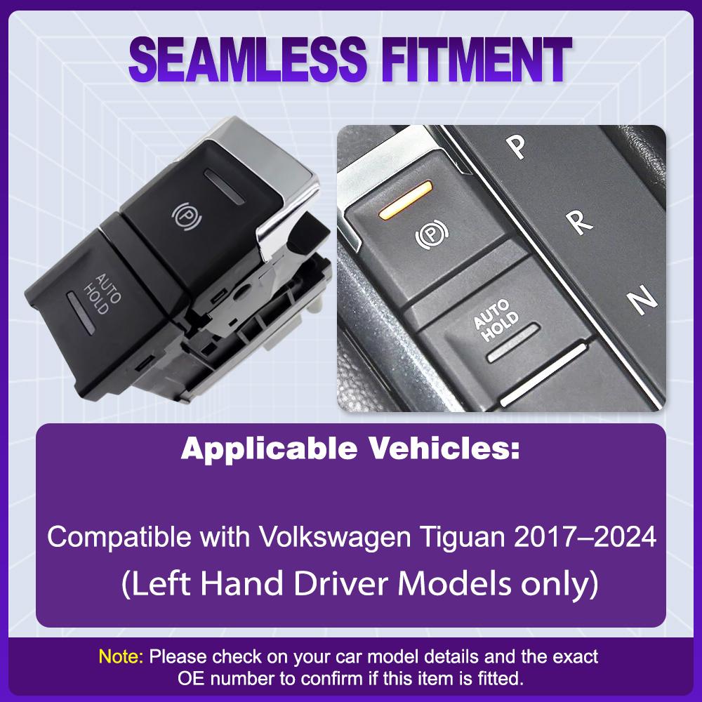 Elektronischer Handbremsschalter Parkbremse Knopf für Volkswagen VW Tiguan 2017 2018 2019 2020 2021-2024 LHD 5NA927225