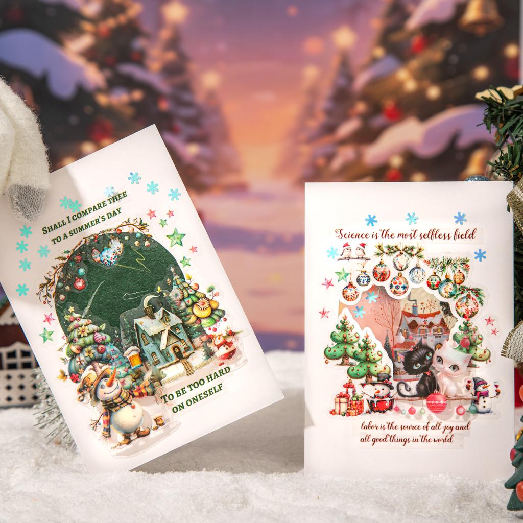 1Roll Tapes For Christmas Themed Die-cutting Tape Creative Collage Material Diary Greeting Card Cup Photo Frame Decoration Gift