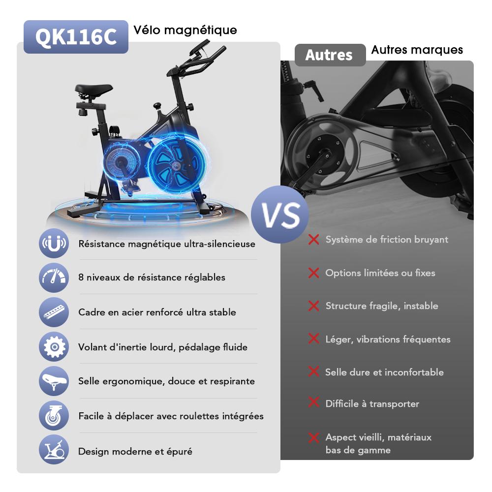 Indoor Cycling Bike iScooter QK116 6KG Flywheel Adjustable Resistance Magnetic Spin Bike LCD Screen Silent Belt