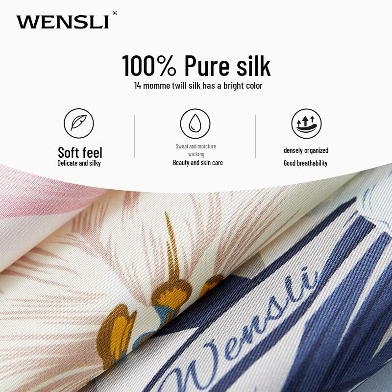 WENSLI Women's 100% Mulberry Silk Mengyao Square Scarf