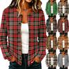 Cardigan a maglia da donna casual con stampa a quadri, manica lunga, chiusura a bottoni, per autunno, inverno, uso quotidiano