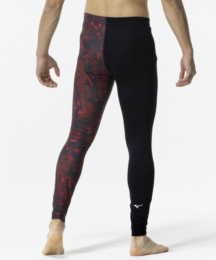 Mizuno Graphic Long Size Red Baseball/Softball Fleece-Lined Tights, L,