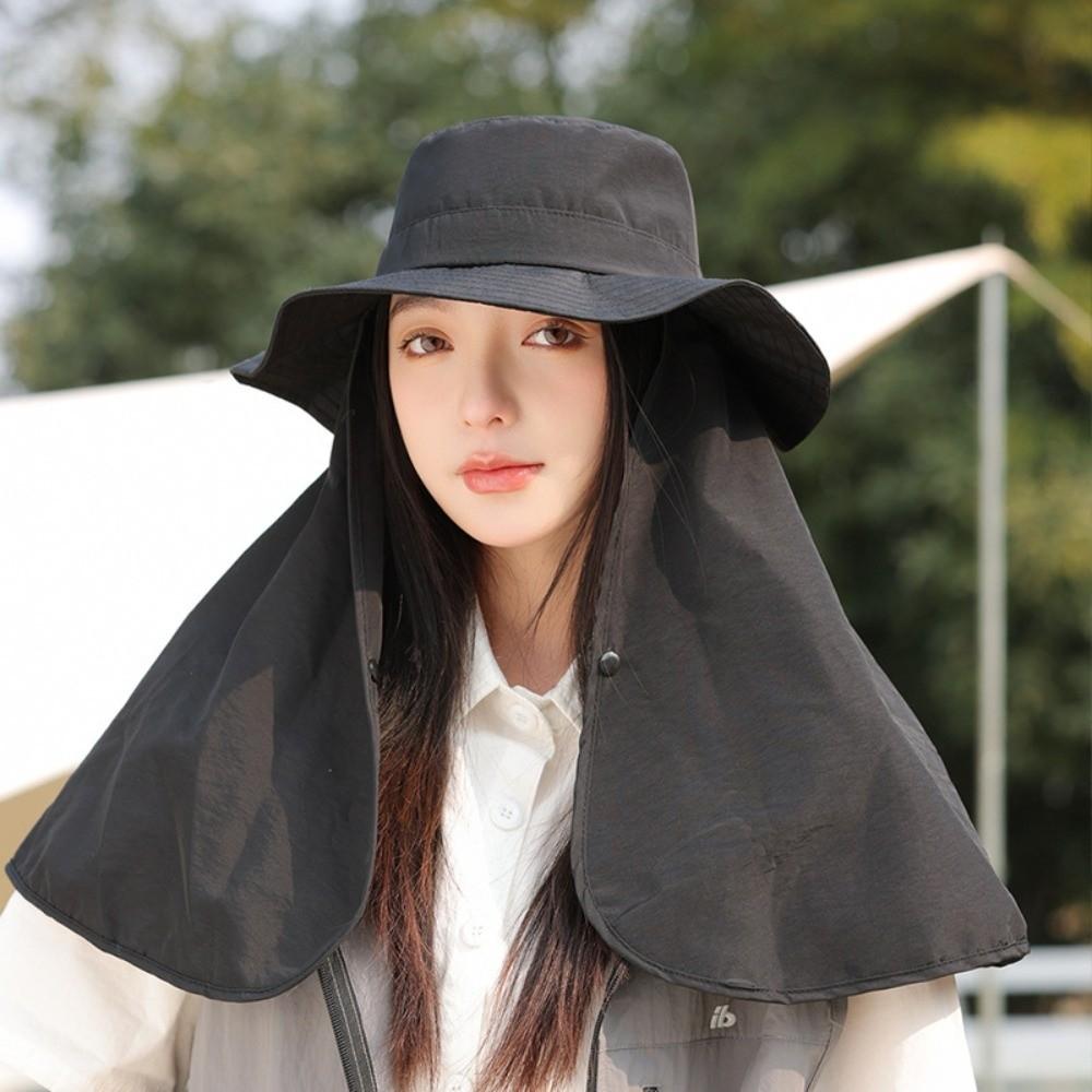 Solid Color Fishing Hat UV Sun Protection Wide Brim Hats Fashion Sun Hat Fishing чёрный