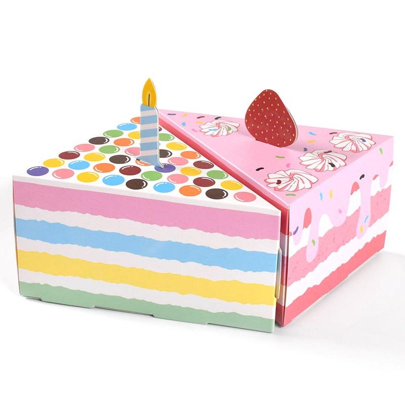 New 8Pcs Triangular Cake Shaped Paper Gift Box Cookie Candy Baby Shower Favors Treat Kids Birthday Party Dessert Packaging Boxes