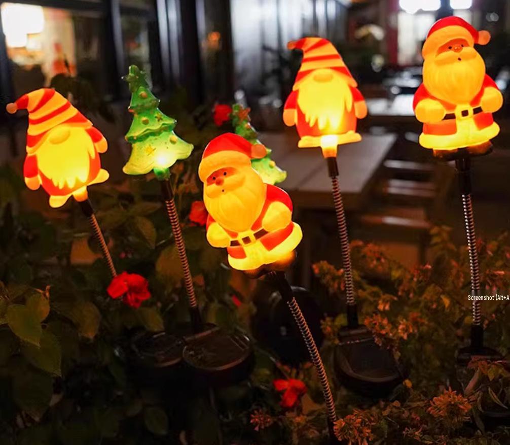 Solar Swinging Gnome Santa Ground Light for Christmas Decorations