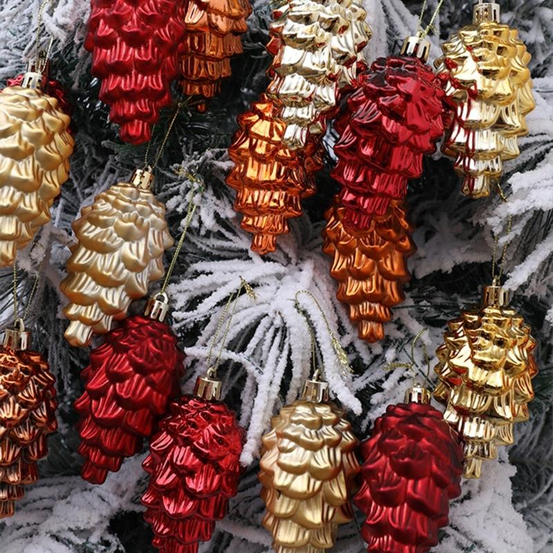 2Pieces Shimmering Pinecone Holiday Decorations Not Traditional Design Christmas Hanging Ornaments