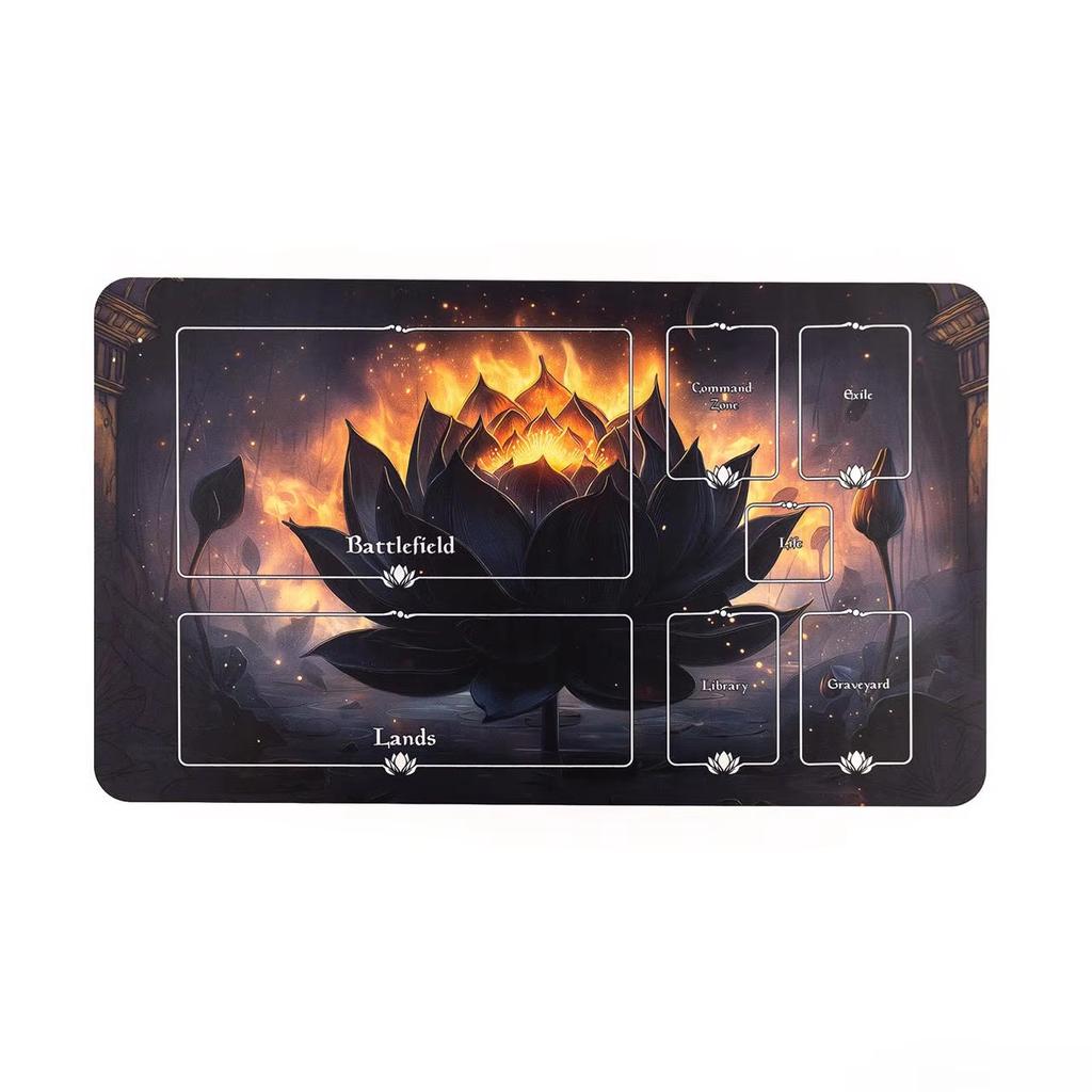 Dark Fire Lotus Magic The Gathering Playmat Battlefield Zone Card Game Table Mat Stitched Edge Play Pad