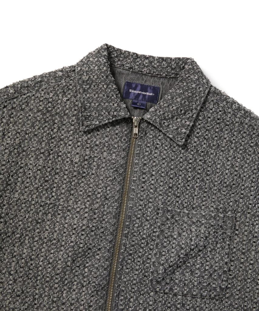 THISISNEVERTHAT Damaged Denim Zip S/S Shirt Gray
