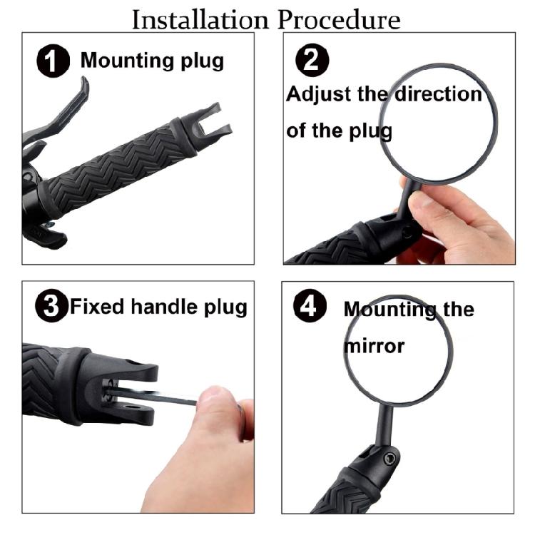 360 Degree Rotation Bike Handlebars Mirror With Gibbous Lens Wide Compatibility For Road Mountain Electric Bicycles