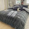 4PCS/set Thick Solid Color Velvet Duvet Cover Winter Warmth Bedding Set Double Quilt Cover Twin Queen King Comforter Cover
