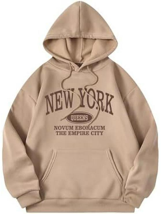 2024 COZYEASE Women's Letter Print Long Sleeve Hoodie Sweatshirt