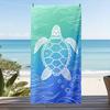 Bohemian Sea Turtle Gradient Beach Towel Oversized Quick Dry Sandproof Absorbent Lightweight Beach Blanket for Summer Vacation