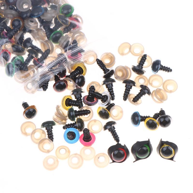 100Pcs 12mm Plastic Eyes for Bear Animal Dolls Safety Type with 50Pairs Suitable for Professional DIY Craft Making