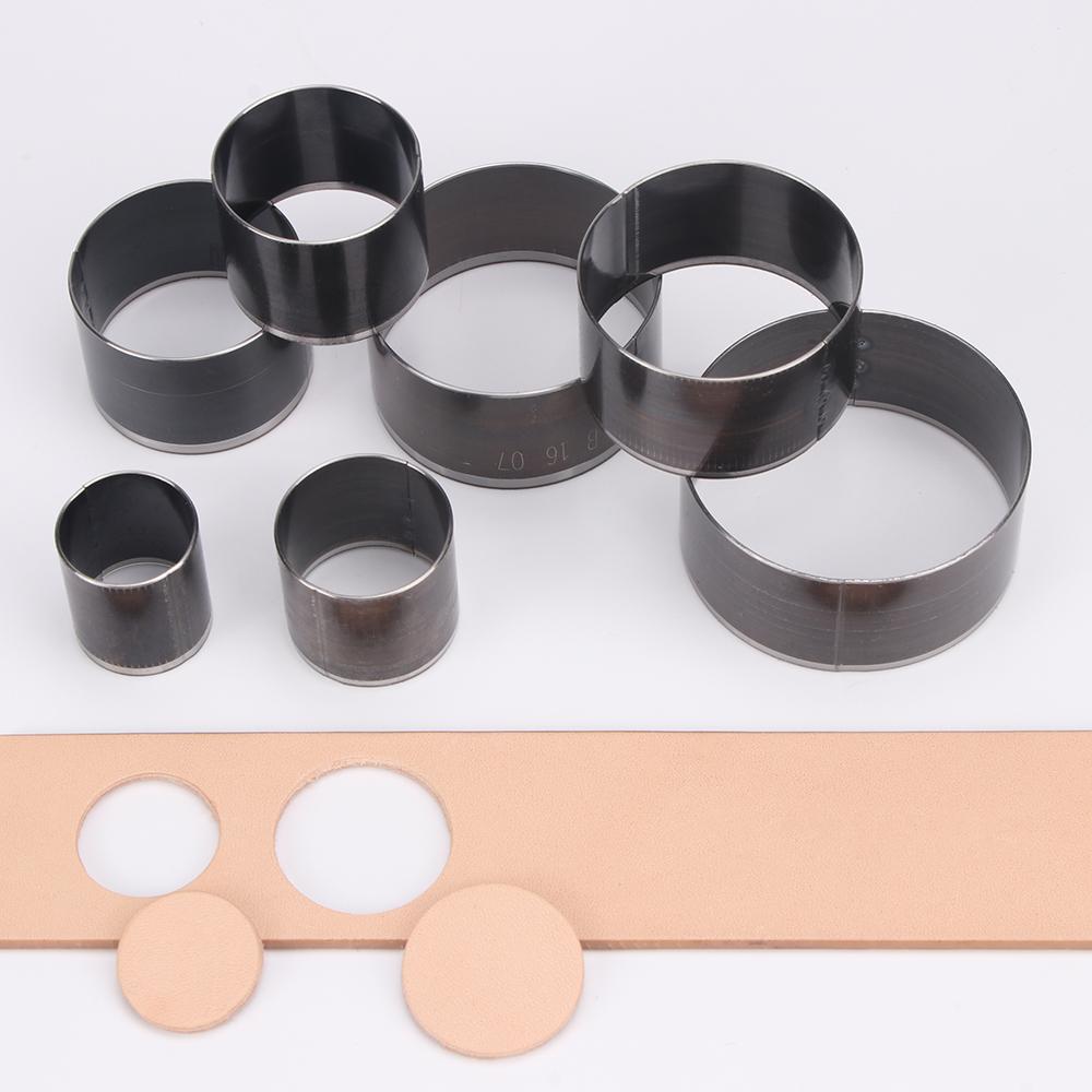 7pcs Precision Faux Leather Cutting Die Set - High-Speed Steel Circle Stencils for Crafting, Hollow Punch Molds In Sizes 20-50mm
