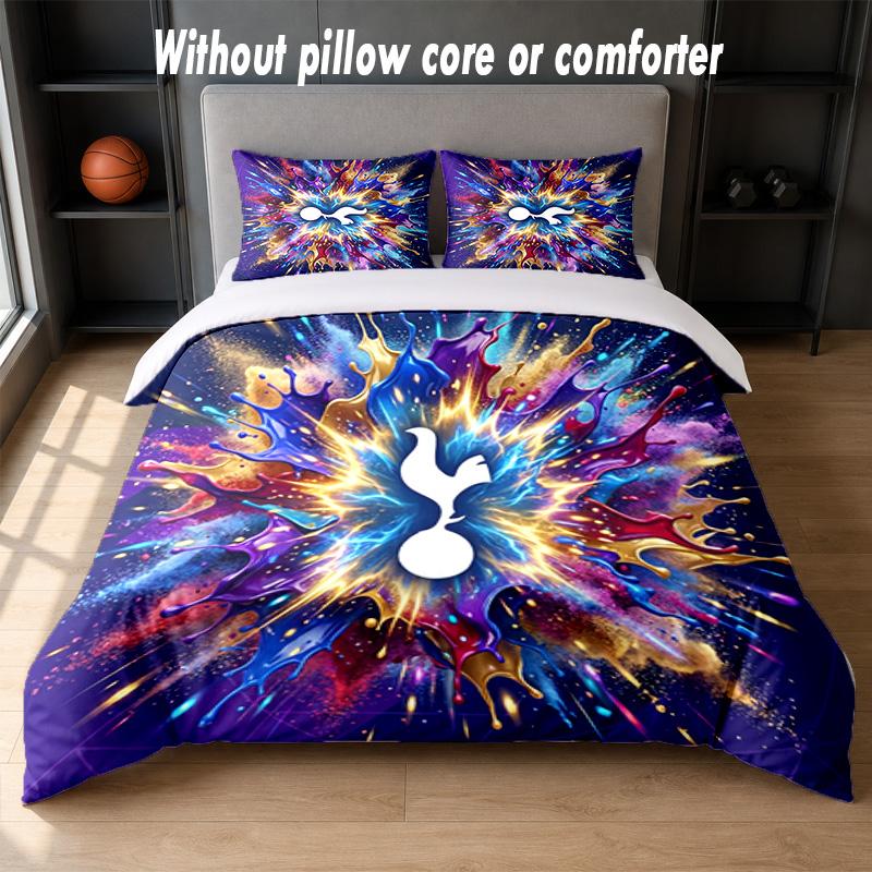 Tottenham Hotspur Design Bett Bettwäsche Set 1 Bettbezug + 2 Kissenbezüge Weich Atmungsaktiv Haushalt Bettwäsche