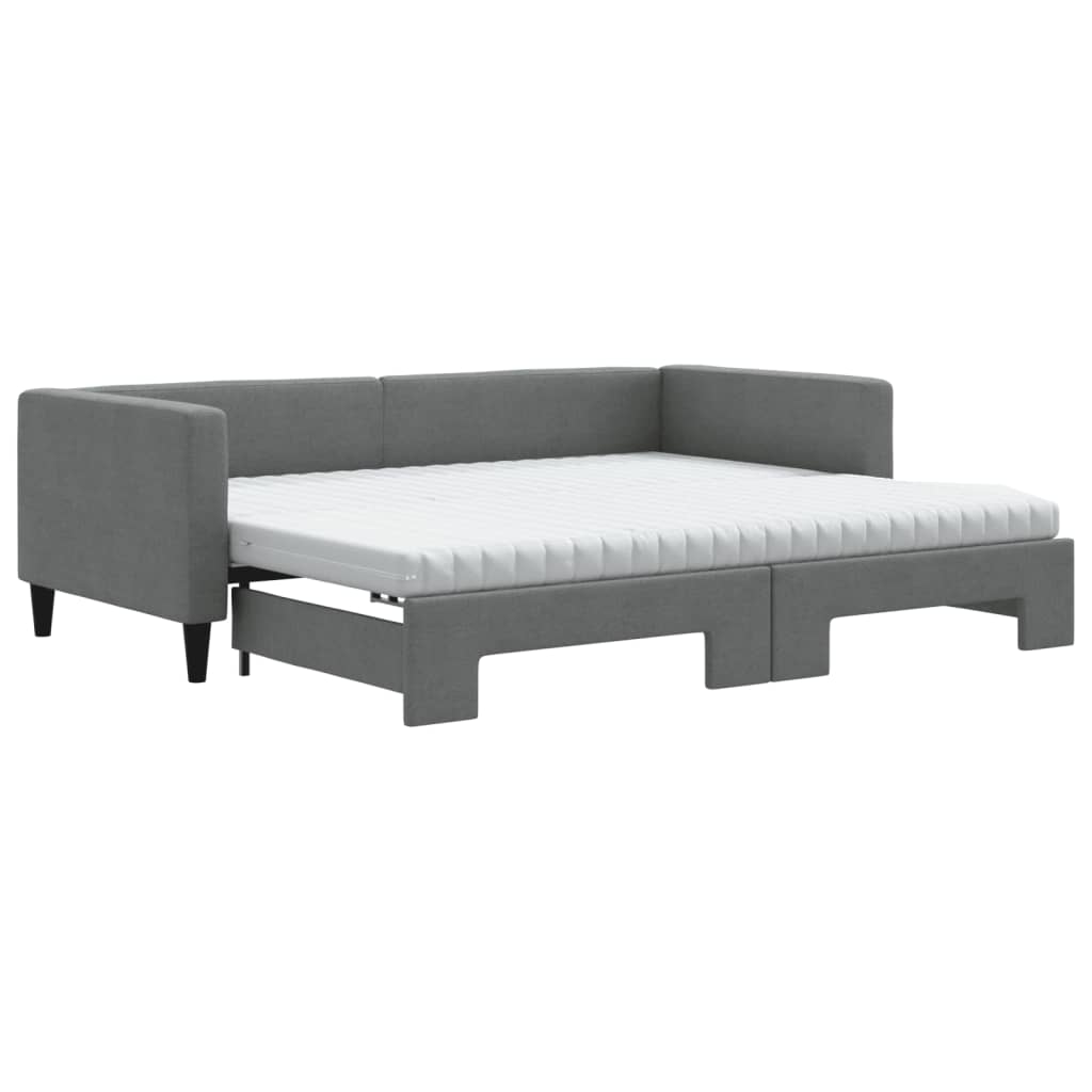 Vidaxl Sofa Rozsuwana Z Materacami, Ciemnoszara, 90X190 Cm, Tkanina