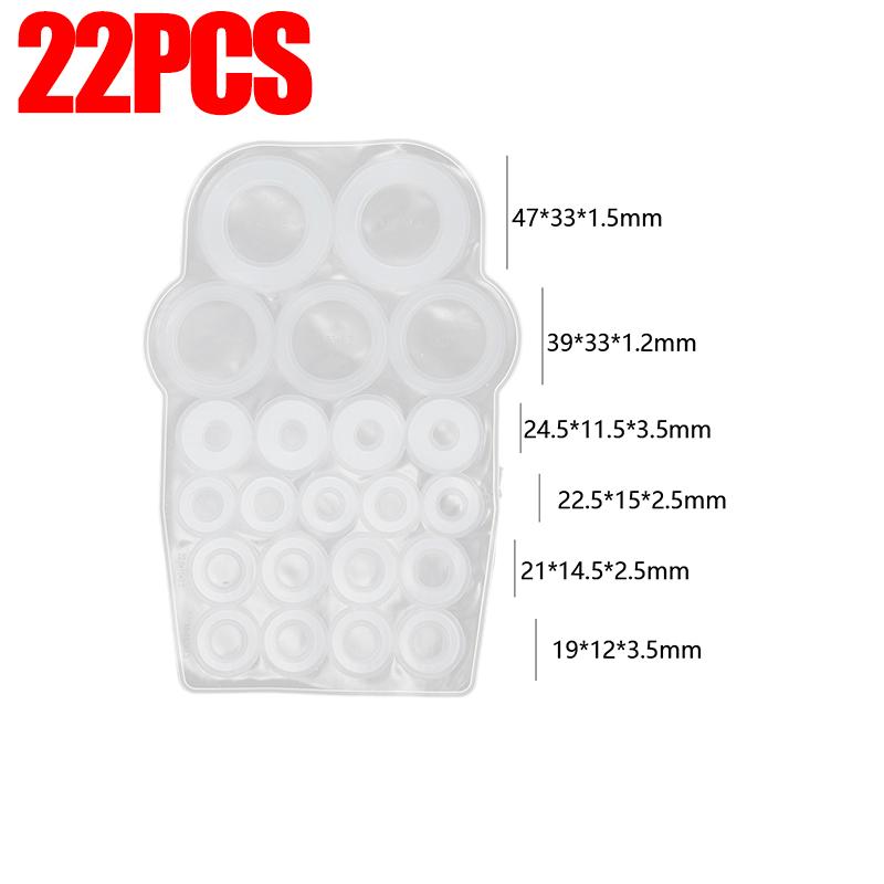 164/22PCS Silicone Flat Washers Universal White Leak-proof Circular Seal Gaskets Home Waterproof Hose Sealing Gasket Repair Kit
