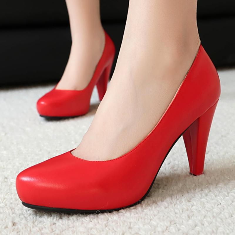 Elegant Black Red White High Heels Women's Pumps Dress Shoes Fashion Heeled Party Office Wedding Shoes Lady Comfortable