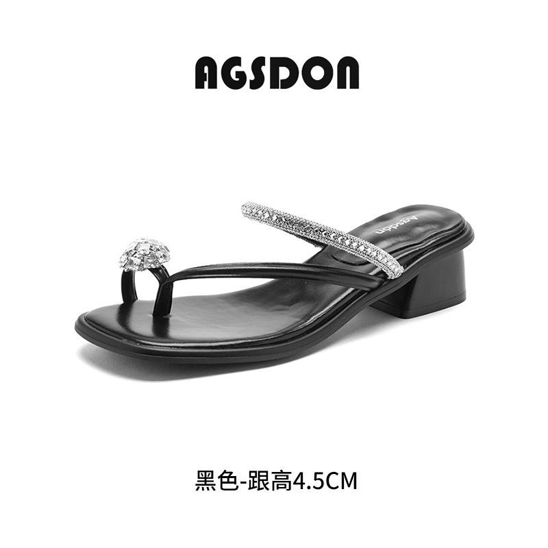 

Augustine thick-heeled slippers women s summer wear 2025 new French temperament fashion fairy style one-word sandals 40