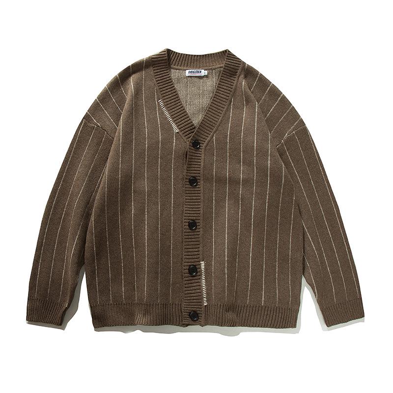 Unisex College Style Striped Knit Sweater for Boys and Girls - Autumn/Winter Long Sleeve Cardigan